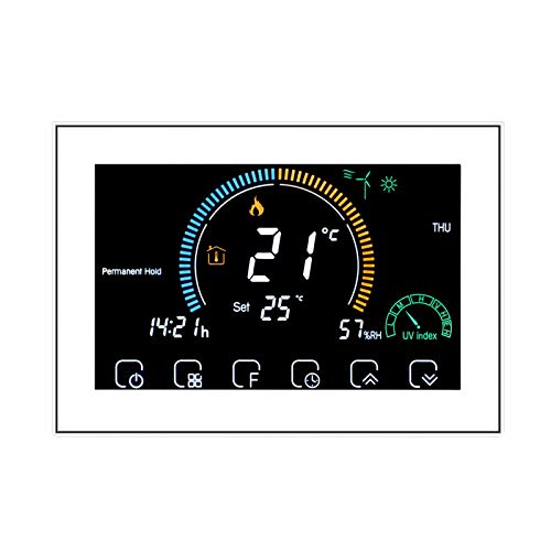 Termostato WiFi de 16 A para calefacción eléctrica(GB!!) Programable/Control App Vocal/LCD retroiluminado Visualización de la humedad y UV, compatible con Alexa Google Home, 95-240 V-GB