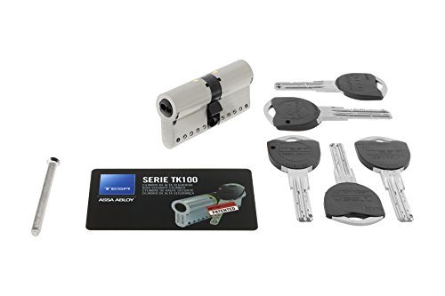 Tesa Assa Abloy 3012429, TK153040N, Cilindro de Alta Seguridad, TK100, Doble Embrague, Leva Larga, 0 W, 0 V, Niquelado, 30 x 40 mm Tesa Assa Abloy 3012429, TK153040N, Cilindro de Alta Seguridad, TK100, Doble Embrague, Leva Larga, 0 W, 0 V, Niquelado, 30 x 40 mm
