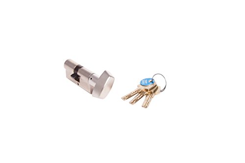 Tesa Assa Abloy, T85B3535N, Cilindro de seguridad T80, Leva larga, Botón, 35x35 mm, Niquelado