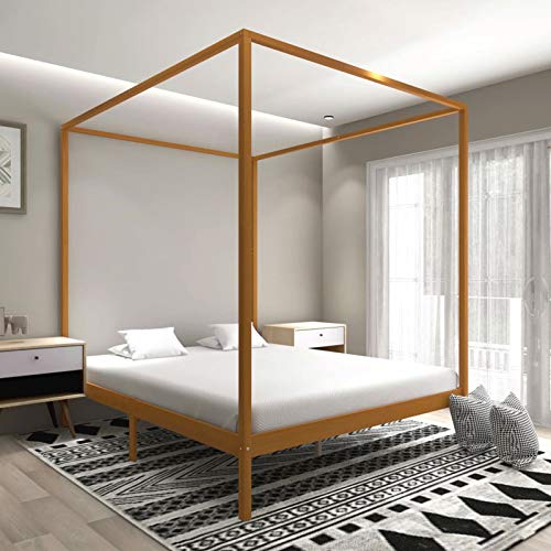Tidyard Cama con Dosel de Madera Maciza de Pino Estructura de Cama Matrimonio Marrón Miel 180x200 cm Tidyard Cama con Dosel de Madera Maciza de Pino Estructura de Cama Matrimonio Marrón Miel 180x200 cm
