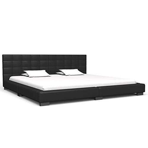 Tidyard Estructura de Cama Doble de Tela Cama de Matrimonio de Cuero Artificial Negro 200x180 cm Tidyard Estructura de Cama Doble de Tela Cama de Matrimonio de Cuero Artificial Negro 200x180 cm