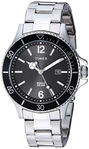 Timex Men's TW2R64600 Harborside Silver-Tone/Black Stainless Steel Bracelet Watch
