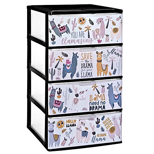 TODO HOGAR - Cajonera Apilable Plastico - Modelo Iris - Decorado Llamas (Largo-380 Ancho-370 Alto-626) TODO HOGAR - Cajonera Apilable Plastico - Modelo Iris - Decorado Llamas (Largo-380 Ancho-370 Alto-626)
