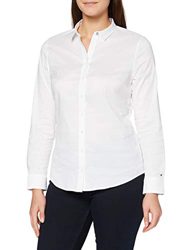 Tommy Hilfiger AMY STR SHIRT LS W1 Camisa, Blanco (Weiß (CLASSIC WHITE 100), Talla de fabricante: 6 para Mujer