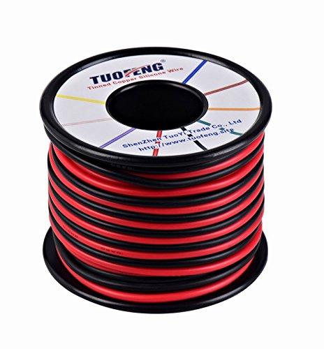 TUOFENG Cable de 16 AWG Cable de silicona de 20 m Cable de cobre estañado, suave y flexible Resistencia a alta temperatura 2 cables separados 10 m Cable negro y 10 m Cable trenzado rojo