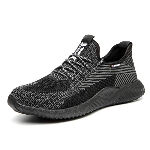 UCAYALI Zapatos de Seguridad con Punta de Acero para Hombre Zapatillas de Trabajo Puntera Reforzada Calzado de Protección Industria Construcción - Cómodos Ligeros y Antideslizantes(Negro, 42)