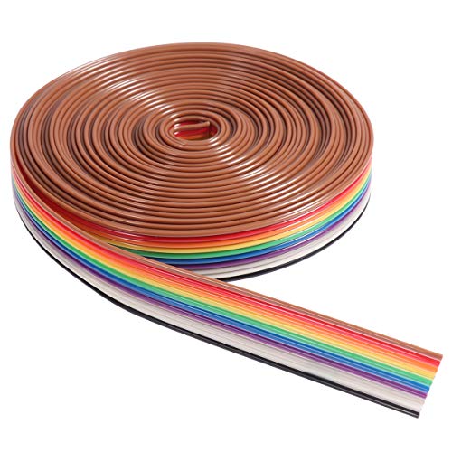 UEETEK 5M Cable de alambre de IDC de la cinta plana del color del arco iris de 10 Pin