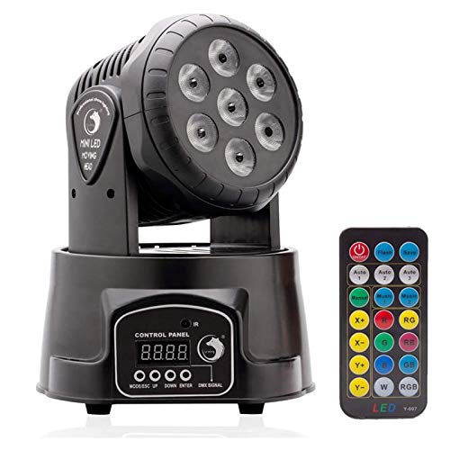 UKing Luz de Escenario 7 LED Lámpara Mover Cabeza 7x10W de 4 Colores RGBW con 5 Modo de Control para Disco,Bar,Fiesta(con Control Remoto) (7LED+YK) UKing Luz de Escenario 7 LED Lámpara Mover Cabeza 7x10W de 4 Colores RGBW con 5 Modo de Control para Disco,Bar,Fiesta(con Control Remoto) (7LED+YK)