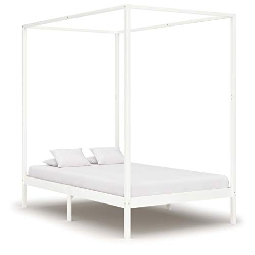 UnfadeMemory Marco de Cama de Madera para con Dosel,con Listones,Muebles de Hogar,Madera Maciza de Pino (140x200cm, Blanco) UnfadeMemory Marco de Cama de Madera para con Dosel,con Listones,Muebles de Hogar,Madera Maciza de Pino (140x200cm, Blanco)