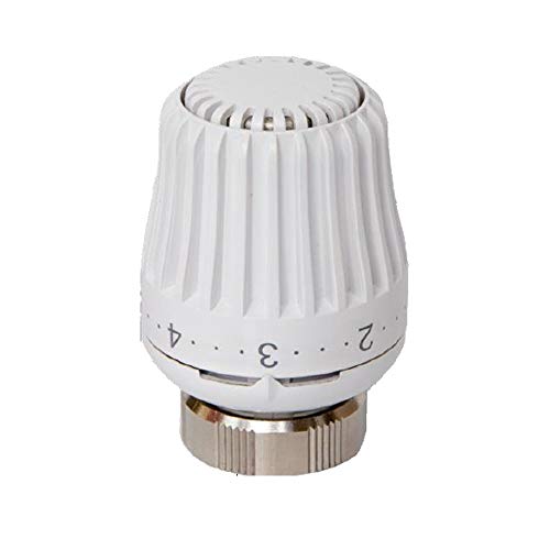 Válvulas para radiadores – Válvula termostática cabeza termostática con sensor integrado para radiadores con conexiones M30 x 1,5, carrera de cierre 11,8 – 12, color blanco