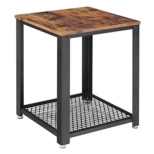 VASAGLE LET41X-Mesa Auxiliar con Rejilla (Estable, Estructura de Metal, Sala de Estar, Dormitorio, fácil de Montar, Aspecto Desgastado), Tablero de aglomerado, Hierro, Marrón Rústico, 1 Unidad VASAGLE LET41X-Mesa Auxiliar con Rejilla (Estable, Estructura de Metal, Sala de Estar, Dormitorio, fácil de Montar, Aspecto Desgastado), Tablero de aglomerado, Hierro, Marrón Rústico, 1 Unidad