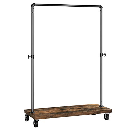 VASAGLE Perchero Burro con Ruedas, para Ropa de Alta Resistencia, 90 kg, Rodante, Tubos Industriales con Estante, Ruedas Bloqueables, para Lavandería Tienda Minorista, Marrón Rústico y Negro HSR65BXV1 VASAGLE Perchero Burro con Ruedas, para Ropa de Alta Resistencia, 90 kg, Rodante, Tubos Industriales con Estante, Ruedas Bloqueables, para Lavandería Tienda Minorista, Marrón Rústico y Negro HSR65BXV1