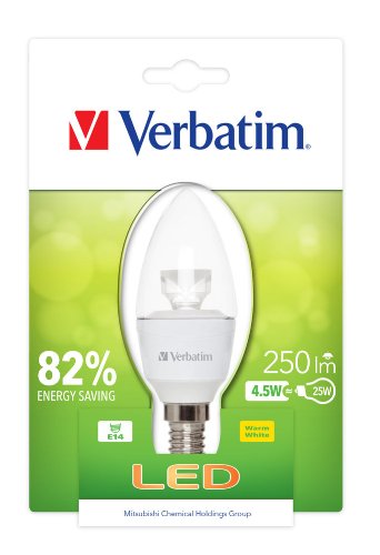 Verbatim - Bombilla de vela led (52604 E14, 5.5 W), Transparente, E14, 4.5 wattsW 240 voltsV