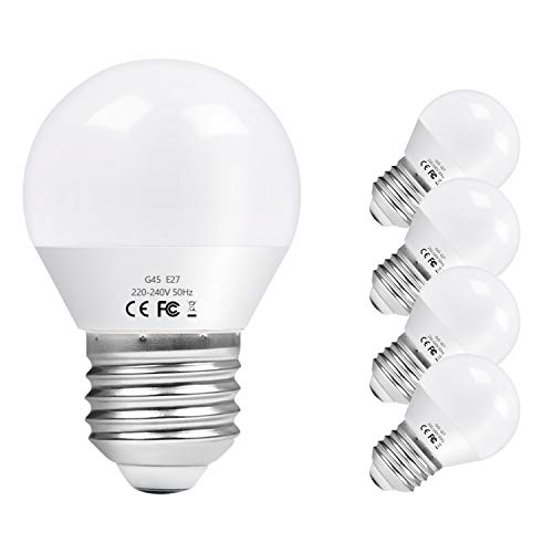 Vicloon E27 Bombilla LED G45, 6W equivalente a 40W Bombilla Incandescente, Equivalente 50W Bombilla Halógena, 600LM 6500K Blanco Frío E27 Lámpara LED, No Regulable, Angulo de haz de 270°, Pack de 5