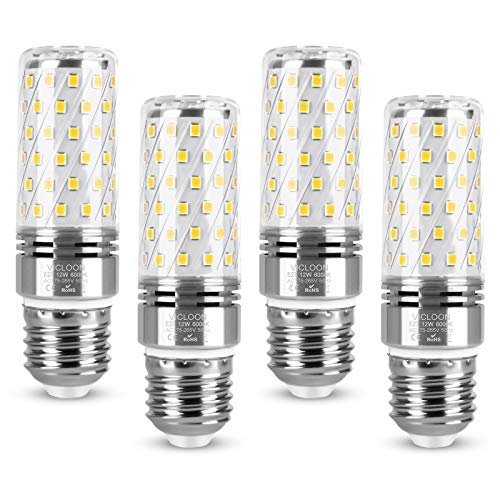 Vicloon Maíz Bombilla LED E27, E27 LED Maiz 12W Equivalente a Bombilla Halógena de 100W, Blanco Frío 6000K, 1400LM, Haz de Ángulo 360°, Bombilla LED E27 Luz Frío, 230V, No Regulable, Paquete de 4