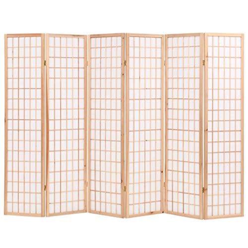 vidaXL Biombo Plegable 6 Paneles Estilo Japonés 240x170cm Natural Decoración