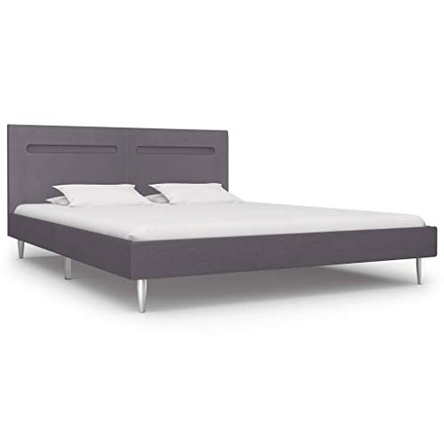 vidaXL Estructura Cama con LED Tela Tapizada Somier Mobiliario Diseño Discreto Elegante Estructura Robusta y Duradera Buen Aspecto Gris 160x200cm