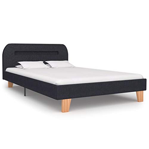 vidaXL Estructura de Cama con LED 120x200 cm Decoración Dormitorio DIseño Habitación Hogar Casa Mobiliario Muebles Bricolaje Tela Gris Oscuro vidaXL Estructura de Cama con LED 120x200 cm Decoración Dormitorio DIseño Habitación Hogar Casa Mobiliario Muebles Bricolaje Tela Gris Oscuro