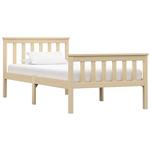 vidaXL Madera Maciza de Pino Estructura de Cama Individual Clara 90x200 cm Somier Muebles de Dormitorio Habitación vidaXL Madera Maciza de Pino Estructura de Cama Individual Clara 90x200 cm Somier Muebles de Dormitorio Habitación
