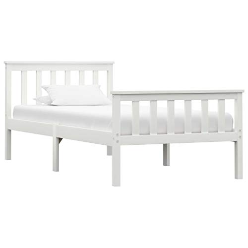vidaXL Madera Maciza de Pino Estructura de Cama Matrimonio Doble Blanca 100x200 cm Somier Muebles de Dormitorio Habitación vidaXL Madera Maciza de Pino Estructura de Cama Matrimonio Doble Blanca 100x200 cm Somier Muebles de Dormitorio Habitación