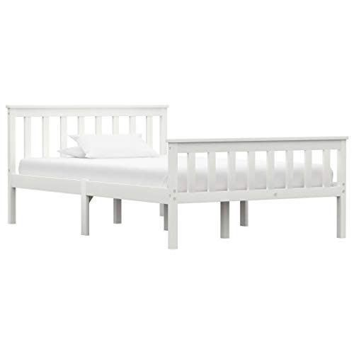 vidaXL Madera Maciza de Pino Estructura de Cama Matrimonio Doble Blanca 120x200 cm Somier Muebles de Dormitorio Habitación vidaXL Madera Maciza de Pino Estructura de Cama Matrimonio Doble Blanca 120x200 cm Somier Muebles de Dormitorio Habitación