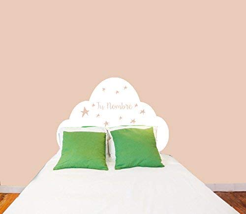 Vinilo Pared cabecero cama decorativo con"NOMBRE PERSONALIZADO 90x60cm" Cabecero con estrellas para decorar habitaciones. Modelo Docliick DC-18017-R (Blanco) Vinilo Pared cabecero cama decorativo con"NOMBRE PERSONALIZADO 90x60cm" Cabecero con estrellas para decorar habitaciones. Modelo Docliick DC-18017-R (Blanco)