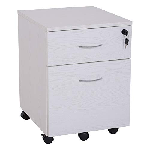 Vinsetto Cajonera Archivador con Ruedas Armario Archivador Móvil Cajonera Madera Seguro para Oficina con Llave para Organizar Documentos en Oficina o Hogar 40x44x54.6cm