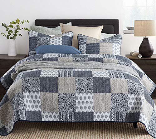 VIVILINEN 3 Piezas Cubierta Cama, Colcha Bouti Pique, para Cama 150 o Cama 135, Manta Funda para Verano Invierno Cama Matrimonio, Sobrecama Ropa de Cama,Colchas Patchwork,230 * 250CM (Azul Marino) VIVILINEN 3 Piezas Cubierta Cama, Colcha Bouti Pique, para Cama 150 o Cama 135, Manta Funda para Verano Invierno Cama Matrimonio, Sobrecama Ropa de Cama,Colchas Patchwork,230 * 250CM (Azul Marino)