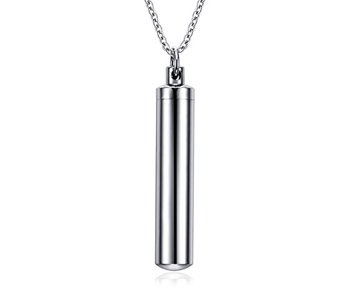 VNOX Joyería Cilindro Quirúrgico de Acero Inoxidable Cremación Urna Collar Pendiente Ceniza Pendiente Encanto Plata 48mm VNOX Joyería Cilindro Quirúrgico de Acero Inoxidable Cremación Urna Collar Pendiente Ceniza Pendiente Encanto Plata 48mm