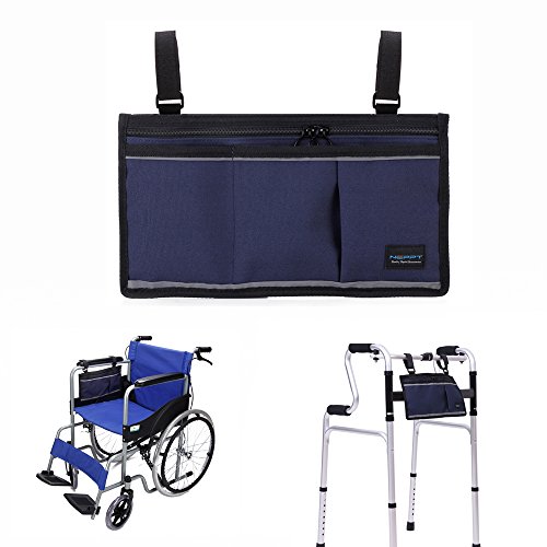 Walker Bags - Bolsa de viaje para silla de ruedas y scooter eléctrico, bolsa de transporte, reposabrazos lateral, organizador de malla, funda de almacenamiento