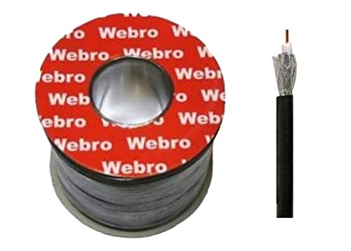 Webro - Cable coaxial (50 m, RG6, digital, para antena y televisión por satélite), color negro
