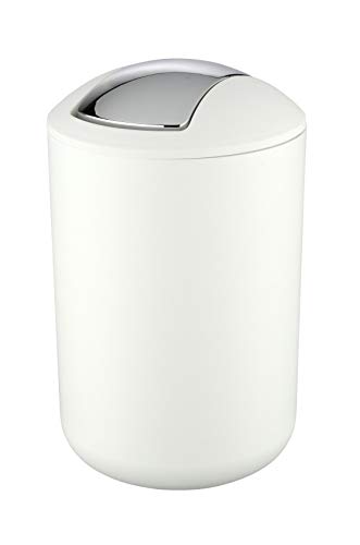 WENKO Cubo con tapa oscilante Brasil L blanco - a prueba de rotura Capacidad: 6.5 l, Plástico (TPE), 19.5 x 31 x 19.5 cm, Blanco