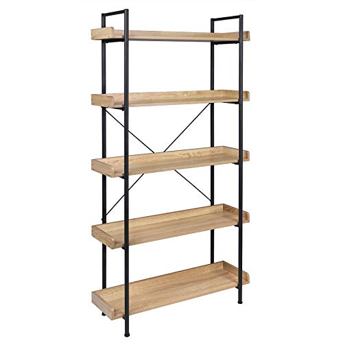 WOLTU Eestantería Independiente Estante Alto Estante Industrial Estante Cinco Estante de Escalera de Flores de Madera y Acero, 91 x 25.5x173cm Negro+Roble Claro RGB12hei WOLTU Eestantería Independiente Estante Alto Estante Industrial Estante Cinco Estante de Escalera de Flores de Madera y Acero, 91 x 25.5x173cm Negro+Roble Claro RGB12hei
