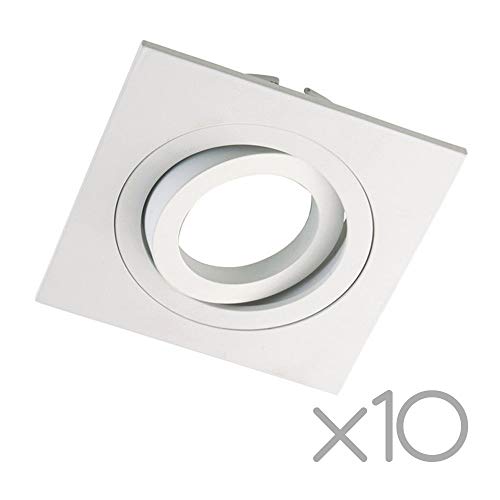 Wonderlamp Clasic W-E0 Foco empotrable cuadrado, Blanco, 10 Unidades