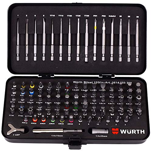 Wurth 614250300961 Surtido de puntas atornillador 105 piezas Maletín metal Wurth 614250300961 Surtido de puntas atornillador 105 piezas Maletín metal