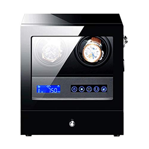 WZ Negro Enrollador Reloj Automático Caja con Retroiluminación LED Cajón Almacenamiento Control Pantalla Táctil LCD Exterior Pintura Piano Motor Silencioso (Size : 2+2)