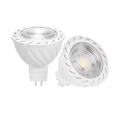 YAYZA! 2-Paquete Nueva Generación MR16 GU5.3 6W 12V AD/DC Bajo Voltaje LED COB Bombilla Foco 500lm Equivalente a Halógeno 50W 60 Grados Haz Ancho Regulable Color Blanco Cálido 3000K