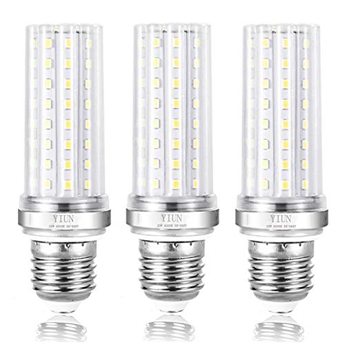 YIUN E27 Bombillas vela del LED, 20W LED Candelabra bombillas de 150 vatios equivalente, 1800lm, blanco frío 6000K, lámpara LED no regulables, paquete de 3