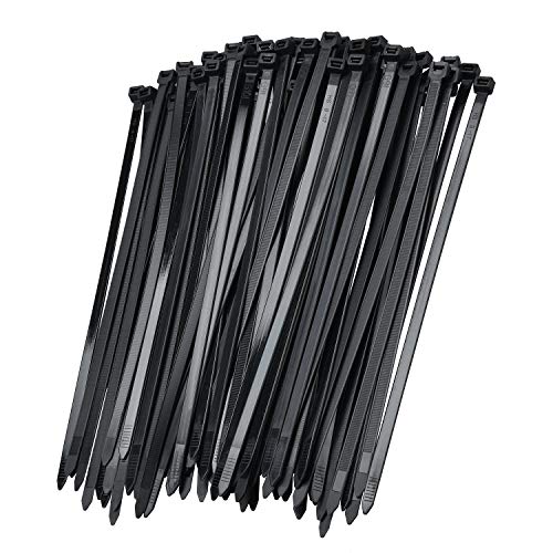 Yizhet Bridas para Cables 300 mm x 7,6mm Bridas de Nylon Negras Bridas Cables de Nylon Alta Calidad Nailon Fuerte Cintillos de Plástico Resistente Cables Organizador (100 Piezas, Negro)