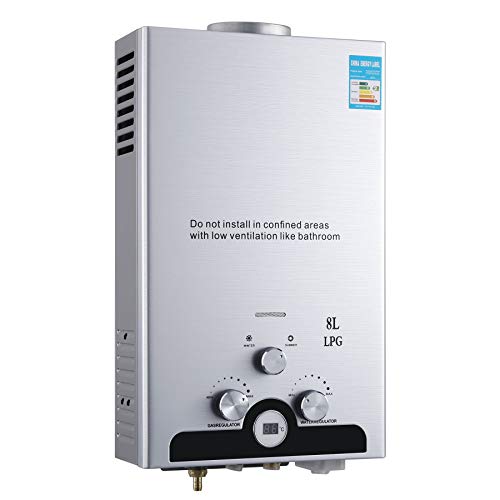 Z ZELUS 8L Calentador de Agua Butano Calentador de Agua LPG Instantáneo 16KW Calentador de Agua de Gas Licuado de Petróleo sin Tanque (8L) Z ZELUS 8L Calentador de Agua Butano Calentador de Agua LPG Instantáneo 16KW Calentador de Agua de Gas Licuado de Petróleo sin Tanque (8L)