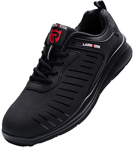 Zapatillas de Seguridad Mujer/Hombre DY-112, Zapatos de Trabajo con Punta de Acero Ultra Liviano Suave y cómodo Transpirable, Profundo Negro, 39 EU