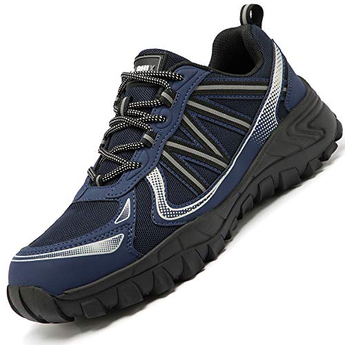 Zapatos de Seguridad para Hombre con Puntera de Acero Zapatillas de Seguridad Trabajo, Calzado de Industrial y Deportiva(D Azul,44 EU)