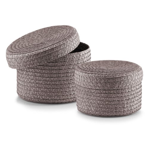 Zeller 14122 Juego de Cestas con Tapa, Forma Redonda, Polipropileno, Gris, 17.5x17.5x12.5 cm, 2 Unidades Zeller 14122 Juego de Cestas con Tapa, Forma Redonda, Polipropileno, Gris, 17.5x17.5x12.5 cm, 2 Unidades