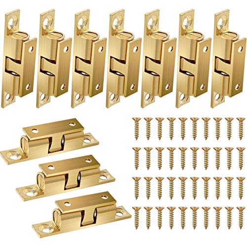 10 PCS Cierres Puerta Latón Macizo Doble Bola Pestillos Bola Acero para Puerta de Armario Muebles Baño Cerradura 42mm