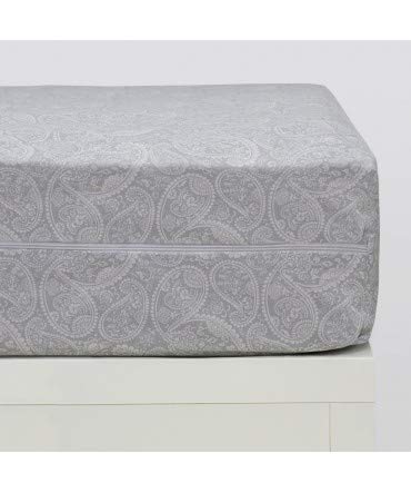 10XDIEZ Funda colchón Estampada Cashmere Gris - Medidas Protector Cama - 150x190 cm.