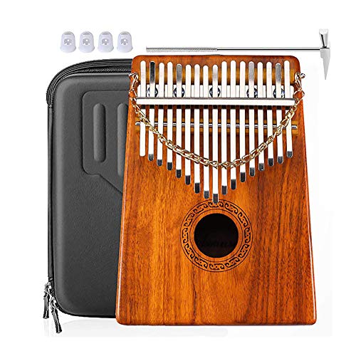 17 Key Kalimba Koa/Acacia Wood C Tone Thumb Piano Keyboard Instrument Calimba African Natural Piano Con Tuning Hammer Case Para NiñOs Principiantes Adultos