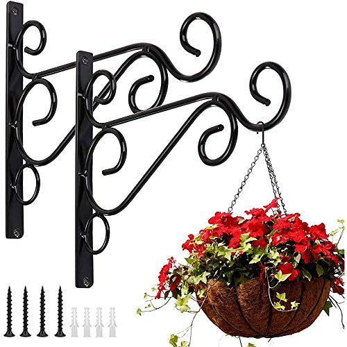 2 Piezas Soporte para Cesta Colgante,Gancho de Pared para Plantas,Plantas Colgantes Pared Gancho,Con Tornillos,Se Utiliza para Colgar Cestas de Flores para Plantas,Comederos para Pájaros, Linternas