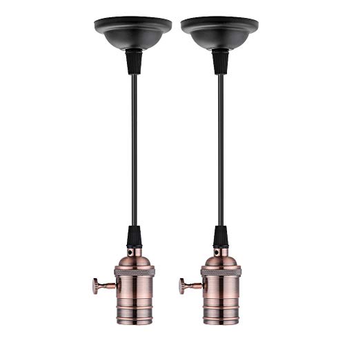2 portalámparas Elitlife, casquillo E27, de cobre, vintage, retro, antiguo, Edison, lámpara de techo, accesorios para colgar con cable de 1,2 metros (rojo cobre) 2 portalámparas Elitlife, casquillo E27, de cobre, vintage, retro, antiguo, Edison, lámpara de techo, accesorios para colgar con cable de 1,2 metros (rojo cobre)