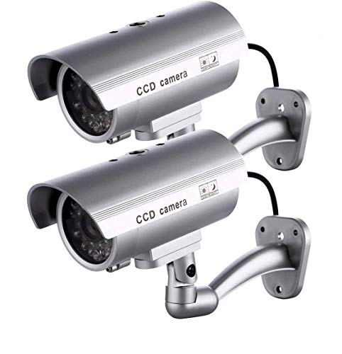 2 X Camaras Falsas de Seguridad | Cámara de Vigilancia CCTV Simulada para Uso en Interiores o Exteriores con luz LED Intermitente 2 X Camaras Falsas de Seguridad | Cámara de Vigilancia CCTV Simulada para Uso en Interiores o Exteriores con luz LED Intermitente