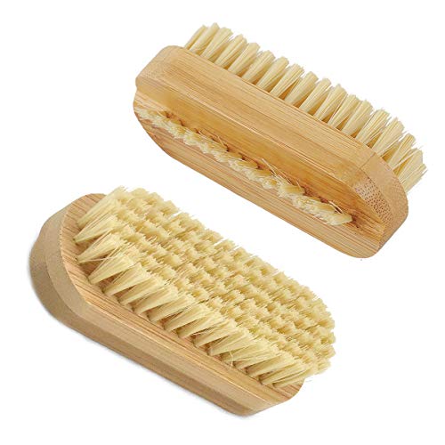 2pcs Cepillo de Uñas Pequeno Cepillos para Uñas Mano Cepillo de Limpieza Cepillo de Limpieza de Bambú para Manicura y Pedicura Cepillo de Mano de Fregar Limpieza para Hombre Mujer